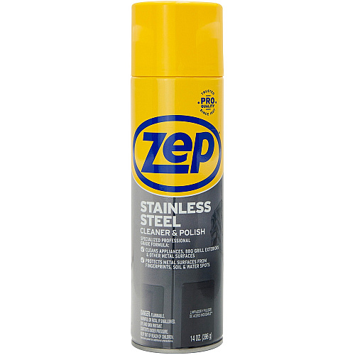 Zep Stainless Steel Polish For Stainless Steel, Aluminum, Countertop, Appliance, Kitchen - 14 fl oz (0.4 quart) - Recommended For: Fingerprint Remover, Grease Remover - Rust Resistant, Corrosion Resistant - Chrome, Black - 1 Each (ZUSSTL14)