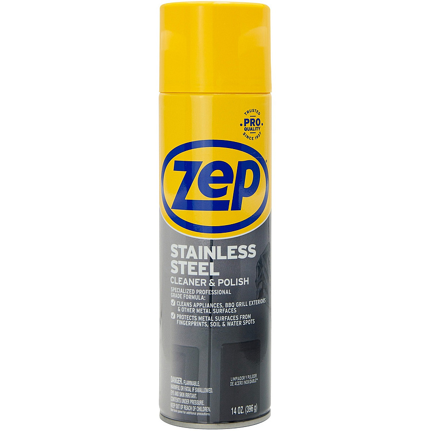 Zep Stainless Steel Polish For Stainless Steel, Aluminum, Countertop, Appliance, Kitchen - 14 fl oz (0.4 quart) - Recommended For: Fingerprint Remover, Grease Remover - Rust Resistant, Corrosion Resistant - Chrome, Black - 1 Each (ZUSSTL14)