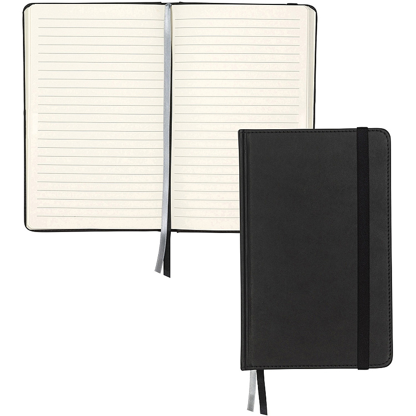 Samsill Classic Journal - 5.25 Inch x 8.25 Inch - Black 120 Sheets - 240 Pages - Front Ruling Surface - Ruled Front Ruling - 90 g/m² Grammage - 8.25" Height x 5.3" Width - Off White Paper - Black PU Leather Cover - Hard Cover, Bookmark, Acid- (22300)