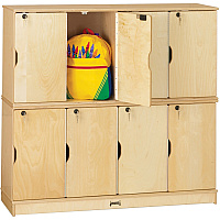 Jonti-Craft Double Stack 8-Section Student Lockers 48.5" Width x 15" Depth x 45.5" Height - Stackable, Lockable, Sturdy, Key Lock, Kick Plate - Wood Grain - Baltic Birch Plywood - 1 Each (4696JC)