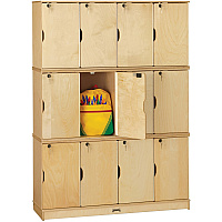 Jonti-Craft Triple Stack Children's Stacking Lockers 48.5" Width x 15" Depth x 67" Height - Stackable, Lockable, Sturdy, Key Lock, Kick Plate - Wood Grain - Baltic Birch Plywood - 12/Set - 1 Each (4697JC)