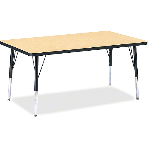 Jonti-Craft Berries Height Maple Top Black Edge Rectangle Table Laminated Rectangle, Maple Top - Height Adjustable - 15" to 24" Adjustment - 48" Table Top Length x 30" Table Top Width x 1.13" Table Top Thickness - 24" Height - Children, Art,  (6473JCE011)
