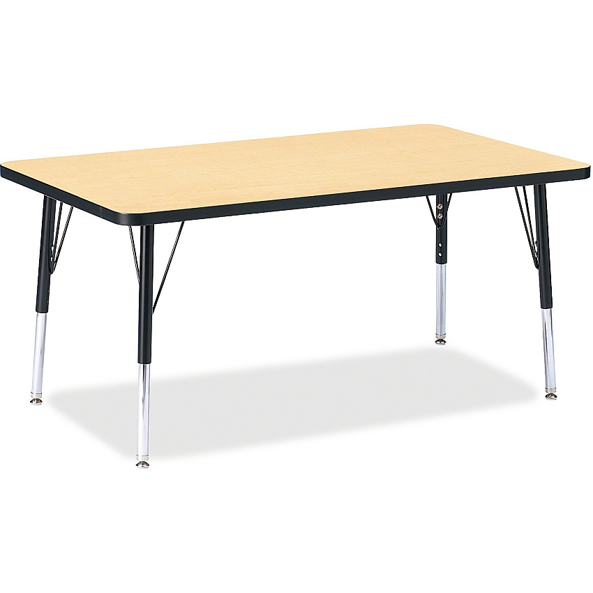 Jonti-Craft Berries Height Maple Top Black Edge Rectangle Table Laminated Rectangle, Maple Top - Height Adjustable - 15" to 24" Adjustment - 48" Table Top Length x 30" Table Top Width x 1.13" Table Top Thickness - 24" Height - Children, Art,  (6473JCE011)