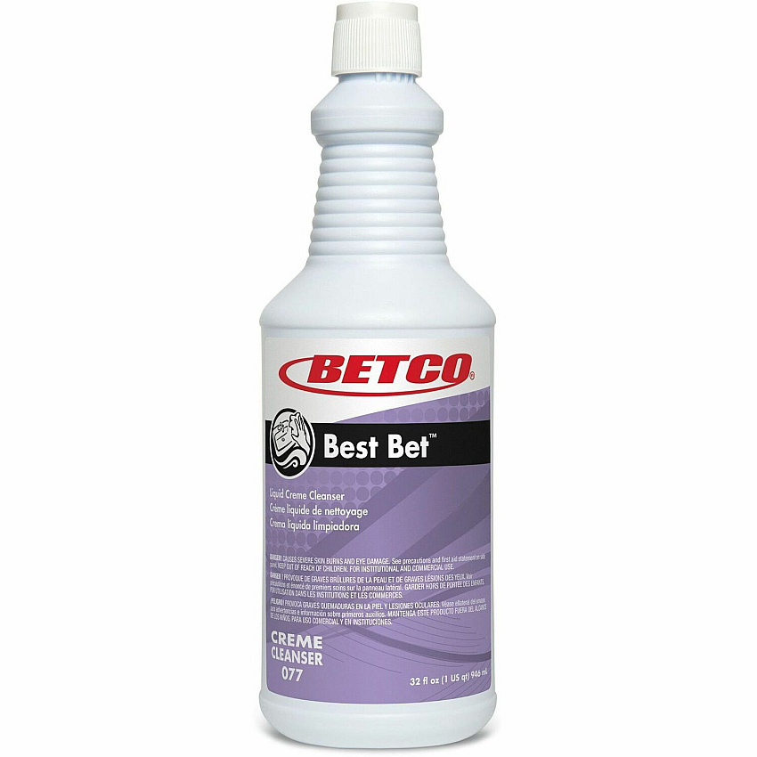Betco Liquid Abrasive Creme Cleanser For Ceramic, Tile, Plastic, Porcelain - 32 oz (2 lb) - Mint Scent - Recommended For: Rust Remover, Soap Scum Remover, Stain Remover, Grease Remover, Hard Water Remover, Mineral Deposit Remover - Non-scratchin (0771200)