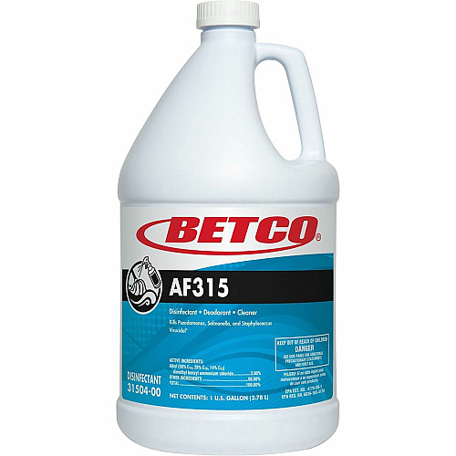 Betco AF315 Disinfectant Cleaner For Multi Surface, Multipurpose - Liquid - 128 fl oz (4 quart) - 7 to 8 pH - Citrus Floral Scent - pH Neutral, Deodorize, Long Lasting - Turquoise Bottle - 1 Each (3150400)