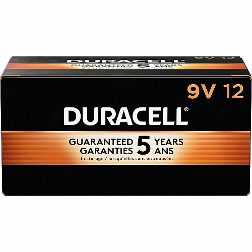 Duracell 9-Volt Coppertop Alkaline Batteries For Multipurpose - 9V - 12 / Box (01601)