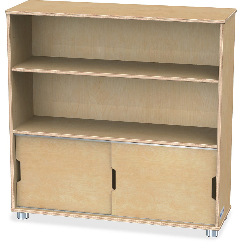 Jonti-Craft TrueModern Bookcase Storage 2 Compartment(s) - 36" Height x 36" Width x 12" Depth - Adjustable Shelf, Durable - Baltic - Anodized Aluminum, Birch - 1 Each (1723JC)