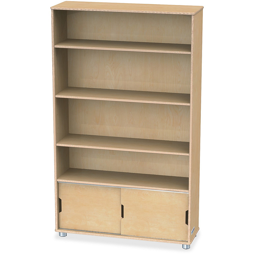 TrueModern TrueModern Bookcase Storage 4 Compartment(s) - 60" Height x 36" Width x 12" Depth - Adjustable Shelf, Durable - Baltic - Anodized Aluminum, Birch - 1 Each (1725JC)