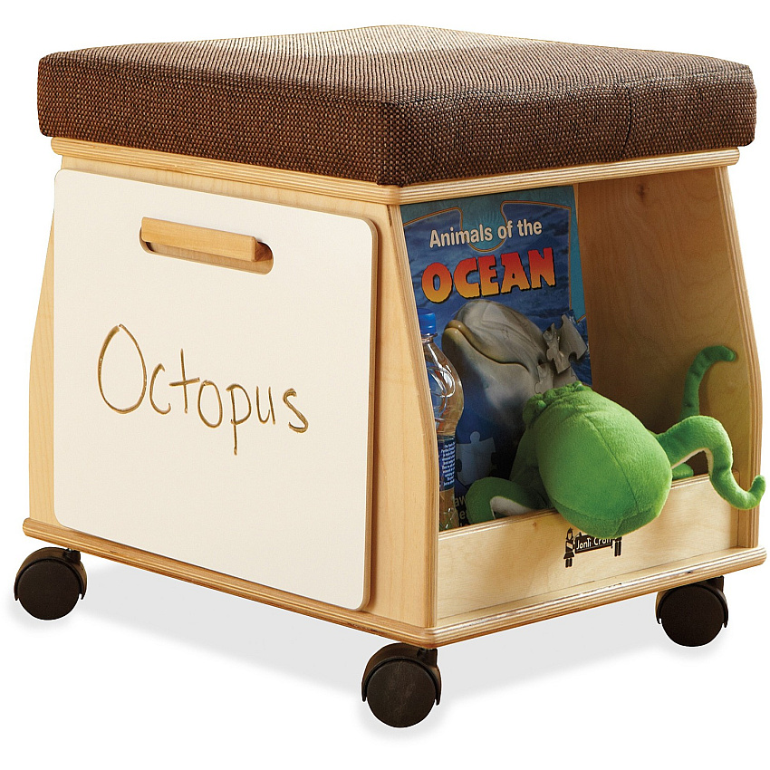 Jonti-Craft SideKick Mobile Storage Seat Espresso Seat Color - Fabric Seat Material - Baltic - Acrylic - 1 Each (3769JC)