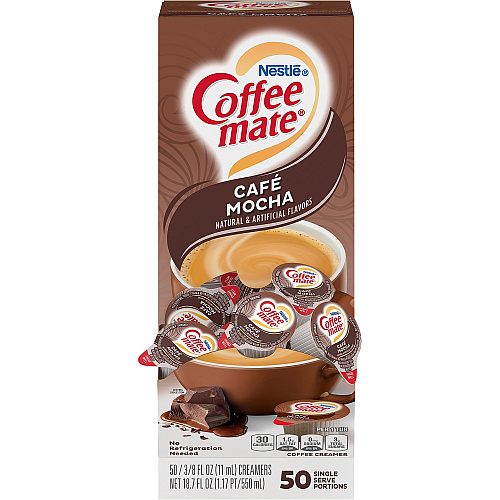 Coffee-mate Coffee mate Cafe Mocha Liquid Creamer Singles - Gluten-Free Cafe Mocha Flavor - 0.38 fl oz (11 mL) - 50 Serving - 50 / Box (35115)