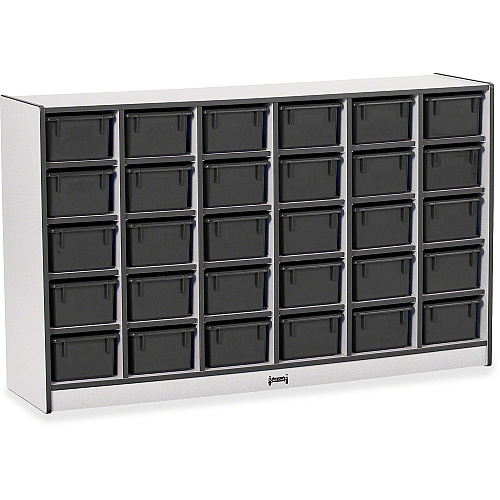 Jonti-Craft Rainbow Accents Cubbie-trays Storage Unit 30 Compartment(s) - 35.50" Height x 57.50" Width x 15" Depth - Laminated, Chip Resistant - Black - Rubber - 1 Each (0431JCWW180)