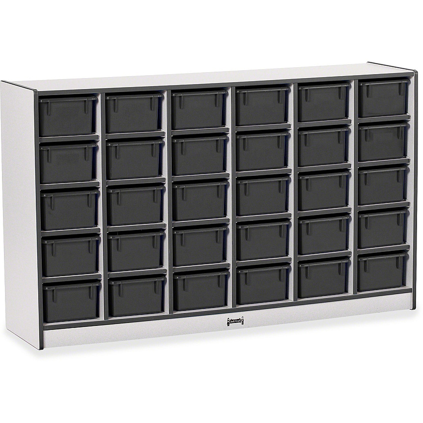 Jonti-Craft Rainbow Accents Cubbie-trays Storage Unit 30 Compartment(s) - 35.50" Height x 57.50" Width x 15" Depth - Laminated, Chip Resistant - Black - Rubber - 1 Each (0431JCWW180)