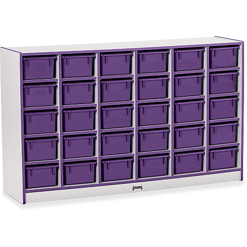 Jonti-Craft Rainbow Accents Cubbie-trays Storage Unit 30 Compartment(s) - 35.50" Height x 57.50" Width x 15" Depth - Laminated, Chip Resistant - Purple - Rubber - 1 Each (0431JCWW004)