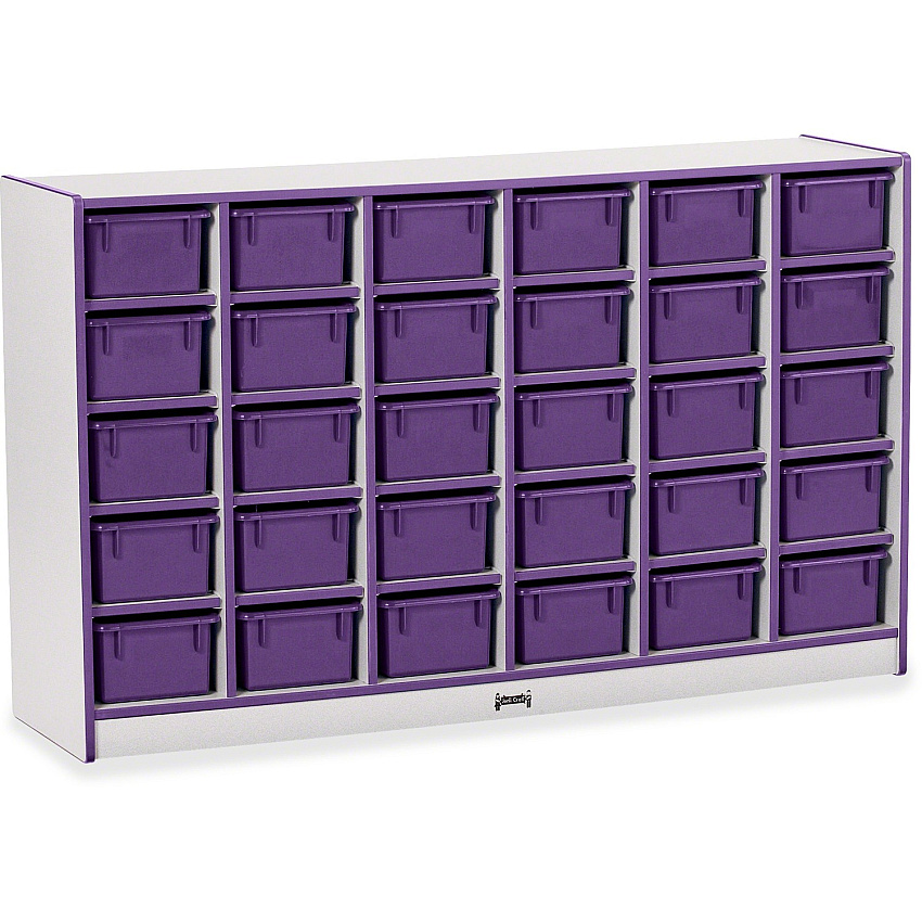 Jonti-Craft Rainbow Accents Cubbie-trays Storage Unit 30 Compartment(s) - 35.50" Height x 57.50" Width x 15" Depth - Laminated, Chip Resistant - Purple - Rubber - 1 Each (0431JCWW004)