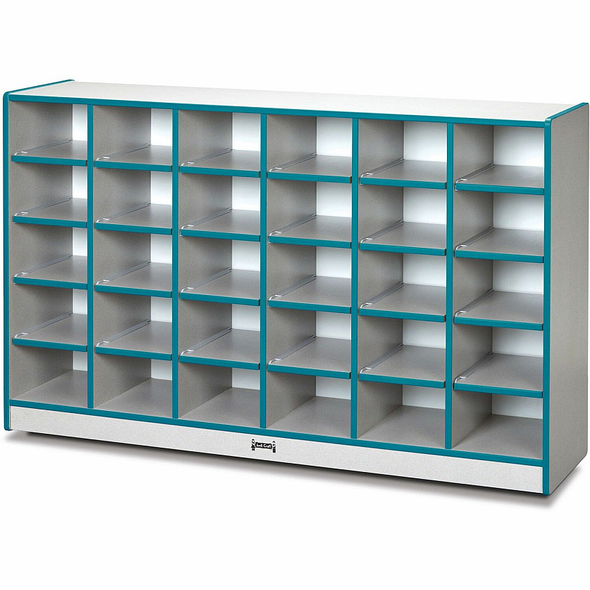 Jonti-Craft Rainbow Accents Toddler Single Storage 30 Compartment(s) - 35.50" Height x 57.50" Width x 15" Depth - Laminated, Chip Resistant - Teal - Rubber - 1 Each (0430JCWW005)