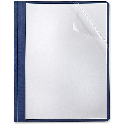Oxford Report Cover 3 x Tang Fastener(s) - Navy - Clear Front, Punched - 5 / Pack (50443)