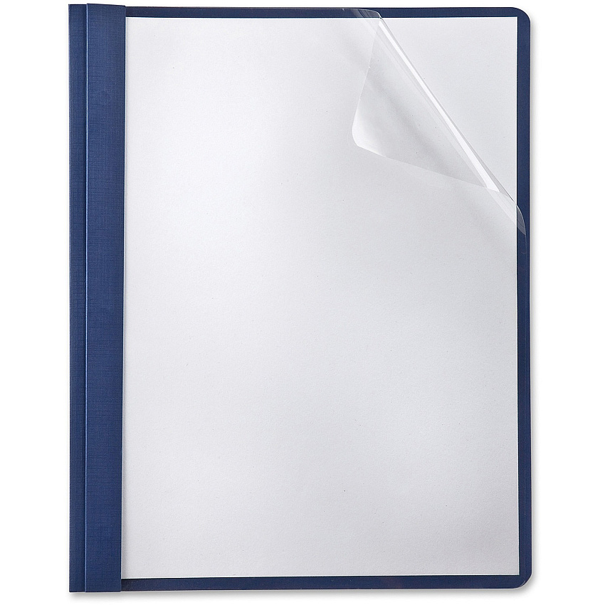 Oxford Report Cover 3 x Tang Fastener(s) - Navy - Clear Front, Punched - 5 / Pack (50443)
