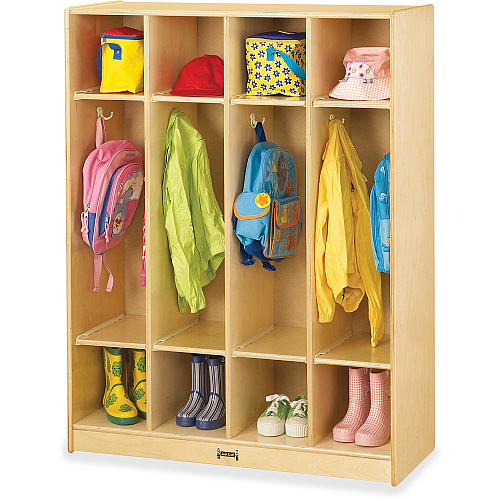 Jonti-Craft Rainbow Accents 4-section Coat Locker 4 Compartment(s) - 50.50" Height x 39" Width x 15" Depth - Baltic - Acrylic - 1 Each (0268JC)