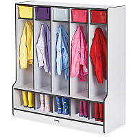 Rainbow Accents Rainbow Accents Step 5 Section Locker 5 Compartment(s) - 50.50" Height x 48" Width x 17.50" Depth - Double Hook, Durable - Freckled Gray - 1 Each (0468JCWW180)