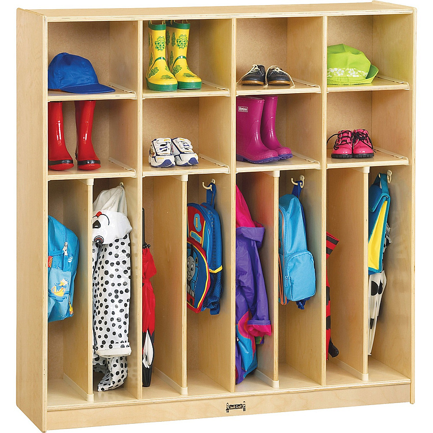 Jonti-Craft Neat-n-Trim Open Cubbie Storage Locker 50.50" Height x 48" Width x 15" Depth - Double Hook, Stain Resistant, Non-yellowing, Sturdy, Light Duty - Wood Grain - Baltic Birch Plywood - 1 Each (2687JC)