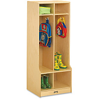 Jonti-Craft Rainbow Accents 2 Section Sitting Step Coat Locker 2 Compartment(s) - 50.50" Height x 20" Width x 17.50" Depth - Double Hook, Durable, Laminated, Rounded Corner - Baltic - Birch Plywood - 1 Each (4682JC)