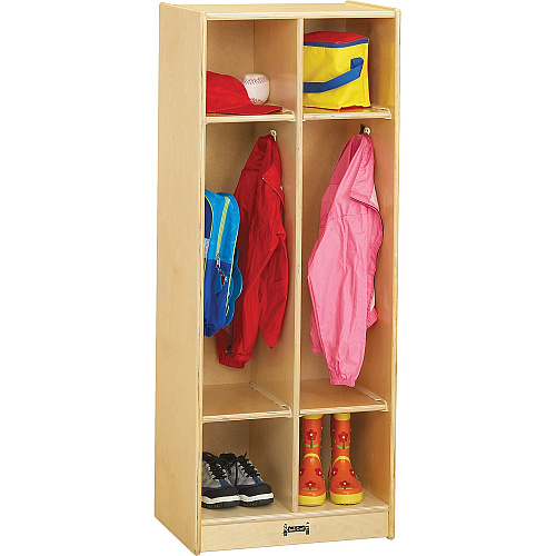 Jonti-Craft Rainbow Accents 2 Section Coat Locker 2 Compartment(s) - 50.50" Height x 20" Width x 15" Depth - Double Hook, Durable, Rounded Corner, Yellowing Resistant - UV Acrylic - Baltic - Birch Plywood - 1 Each (2682JC)