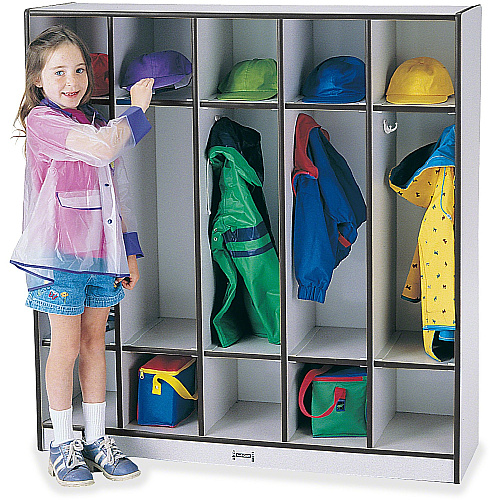 Rainbow Accents Rainbow Accents 5-section Coat Locker 5 Compartment(s) - 50.50" Height x 48" Width x 15" Depth - Double Hook, Durable, Laminated, Rounded Corner - Freckled Gray - 1 Each (2681JCWW180)