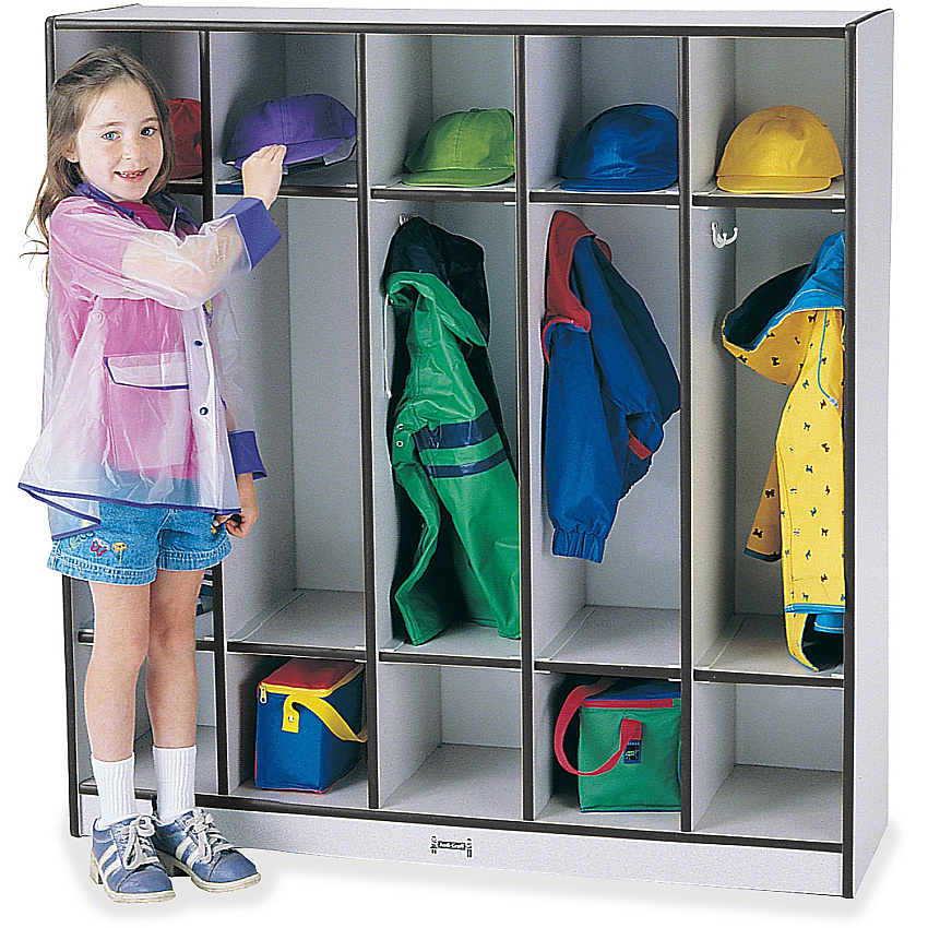 Rainbow Accents Rainbow Accents 5-section Coat Locker 5 Compartment(s) - 50.50" Height x 48" Width x 15" Depth - Double Hook, Durable, Laminated, Rounded Corner - Freckled Gray - 1 Each (2681JCWW180)