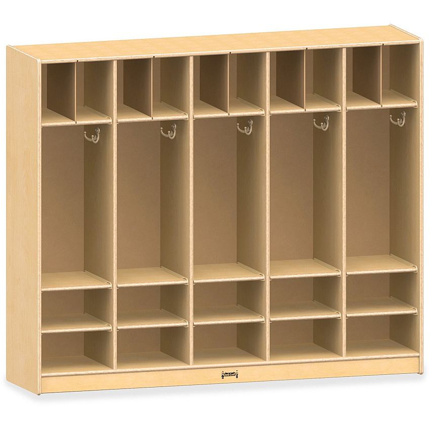 Jonti-Craft Rainbow Accents Large Locker Organizer without Tubs 4 Tier(s) - 50.50" Height x 60" Width x 15" Depth - Double Hook, Rounded Corner, Durable, Stain Resistant, Yellowing Resistant - UV Acrylic - Baltic - Wood, Medium Density Fiberboar (26859JC)
