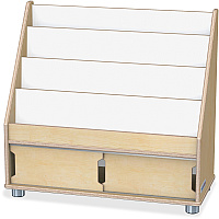 Jonti-Craft TrueModern Book Rack 4 Pocket(s) - 28.50" Height x 30" Width x 13.50" Depth - Sliding Door, Durable, Rounded Corner - Baltic - Anodized Aluminum, Baltic Birch - 1 Each (1728JC)