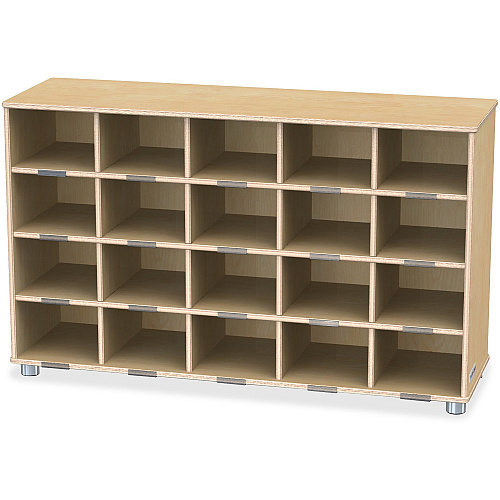 Jonti-Craft TrueModern 20-cubbie Shelf Unit 20 Compartment(s) - 29.50" Height x 48.50" Width x 15" Depth - Durable, Rounded Corner, Yellowing Resistant - UV Acrylic - Baltic - Anodized Aluminum, Baltic Birch - 1 Each (1715JC)
