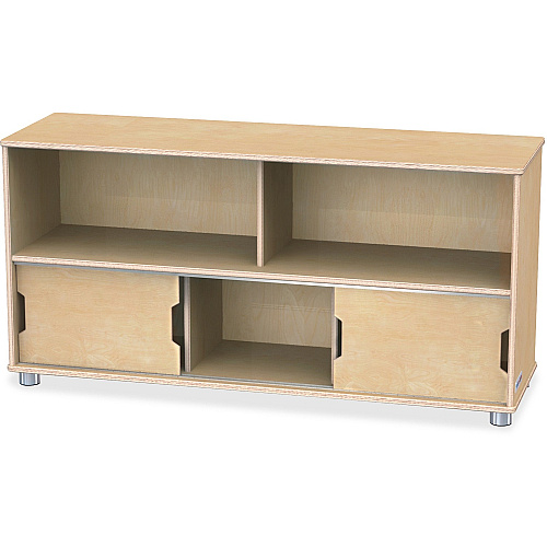 Jonti-Craft TrueModern Storage Shelves 24" Height x 48.50" Width x 15" Depth - Durable, Yellowing Resistant, Rounded Corner, Sliding Door - UV Acrylic - Baltic - Anodized Aluminum, Baltic Birch - 1 Each (1717JC)