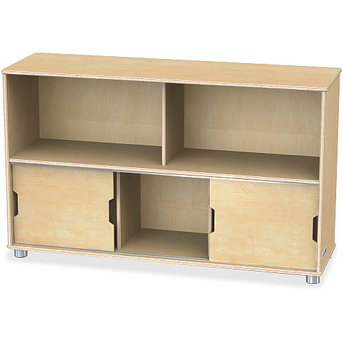 TrueModern TrueModern Storage Shelves 29.50" Height x 48.50" Width x 15" Depth - Durable, Yellowing Resistant, Rounded Corner, Sliding Door - UV Acrylic - Baltic - Anodized Aluminum, Baltic Birch - 1 Each (1718JC)