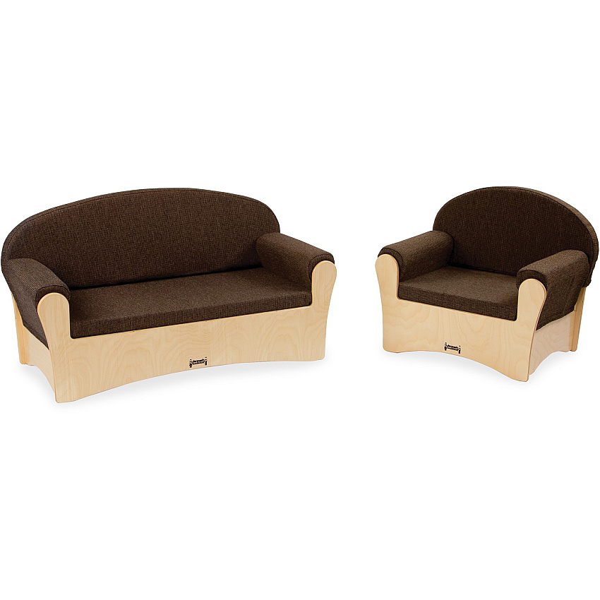 Jonti-Craft Komfy Sofa/Chair 2-piece Set Rounded Edge - Material: Fabric, Foam, Acrylic - Finish: Baltic, Espresso - Comfortable, Durable, UV Resistant, Non-yellowing - 1 Set (3772JC)