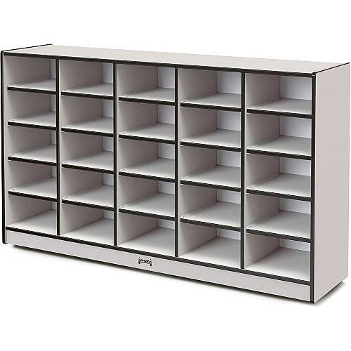 Jonti-Craft Rainbow Accents Cubbie Mobile Storage 25 Compartment(s) - 35.50" Height x 60" Width x 15" Depth - Durable, Laminated - Black - Hard Rubber - 1 Each (4025JCWW180)