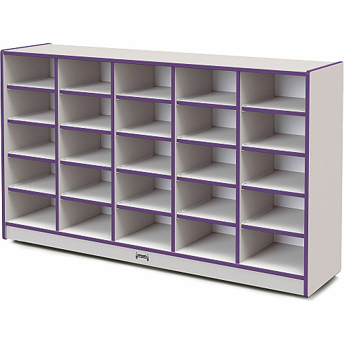 Jonti-Craft Rainbow Accents Cubbie Mobile Storage 25 Compartment(s) - 35.50" Height x 60" Width x 15" Depth - Durable, Laminated - Purple - Hard Rubber - 1 Each (4025JCWW004)