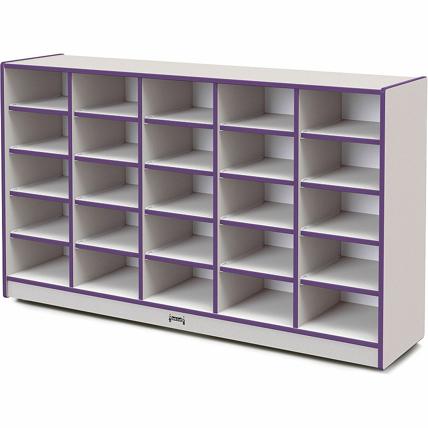 Jonti-Craft Rainbow Accents Cubbie Mobile Storage 25 Compartment(s) - 35.50" Height x 60" Width x 15" Depth - Durable, Laminated - Purple - Hard Rubber - 1 Each (4025JCWW004)