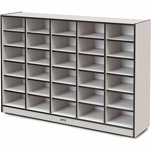 Jonti-Craft Rainbow Accents Cubbie Mobile Storage 30 Compartment(s) - 42" Height x 60" Width x 15" Depth - Durable, Laminated - Black - Hard Rubber - 1 Each (4030JCWW180)