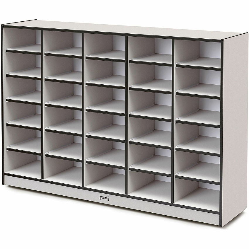 Jonti-Craft Rainbow Accents Cubbie Mobile Storage 30 Compartment(s) - 42" Height x 60" Width x 15" Depth - Durable, Laminated - Black - Hard Rubber - 1 Each (4030JCWW180)