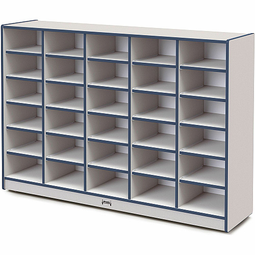 Jonti-Craft Rainbow Accents Cubbie Mobile Storage 30 Compartment(s) - 42" Height x 60" Width x 15" Depth - Durable, Laminated - Navy - Hard Rubber - 1 Each (4030JCWW112)