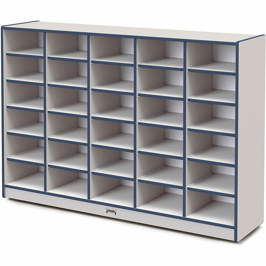Jonti-Craft Rainbow Accents Cubbie Mobile Storage 30 Compartment(s) - 42" Height x 60" Width x 15" Depth - Durable, Laminated - Navy - Hard Rubber - 1 Each (4030JCWW112)