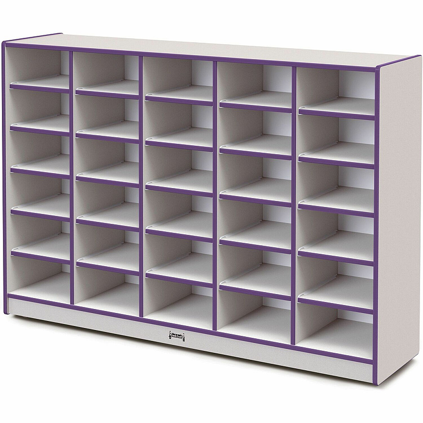 Jonti-Craft Rainbow Accents Cubbie Mobile Storage 30 Compartment(s) - 42" Height x 60" Width x 15" Depth - Durable, Laminated - Purple - Hard Rubber - 1 Each (4030JCWW004)