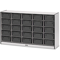 Rainbow Accents Rainbow Accents Mobile Tub Bin Storage 25 Compartment(s) - 35.50" Height x 60" Width x 15" Depth - Durable, Laminated - Freckled Gray - Hard Rubber - 1 Each (4026JCWW180)