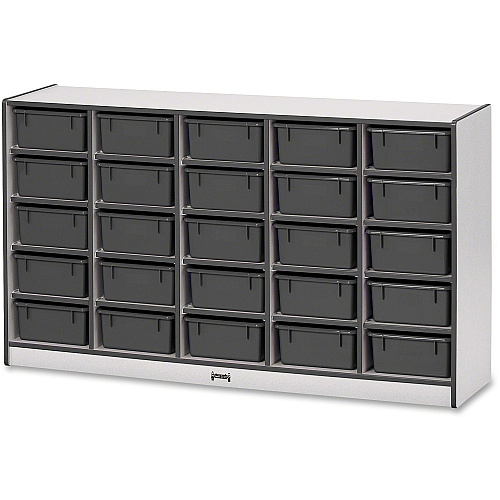 Rainbow Accents Rainbow Accents Mobile Tub Bin Storage 25 Compartment(s) - 35.50" Height x 60" Width x 15" Depth - Durable, Laminated - Freckled Gray - Hard Rubber - 1 Each (4026JCWW180)