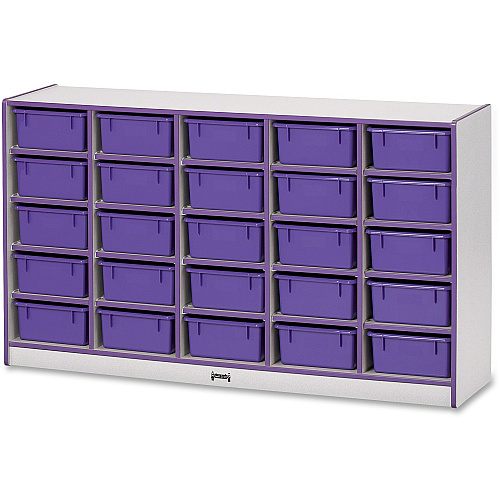 Jonti-Craft Rainbow Accents Mobile Tub Bin Storage 25 Compartment(s) - 35.50" Height x 60" Width x 15" Depth - Durable, Laminated - Purple - Hard Rubber - 1 Each (4026JCWW004)