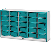 Rainbow Accents Rainbow Accents Mobile Tub Bin Storage 25 Compartment(s) - 35.50" Height x 60" Width x 15" Depth - Durable, Laminated - Freckled Gray - Hard Rubber - 1 Each (4026JCWW005)