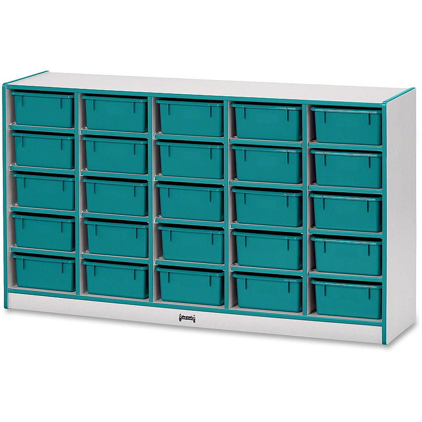 Rainbow Accents Rainbow Accents Mobile Tub Bin Storage 25 Compartment(s) - 35.50" Height x 60" Width x 15" Depth - Durable, Laminated - Freckled Gray - Hard Rubber - 1 Each (4026JCWW005)