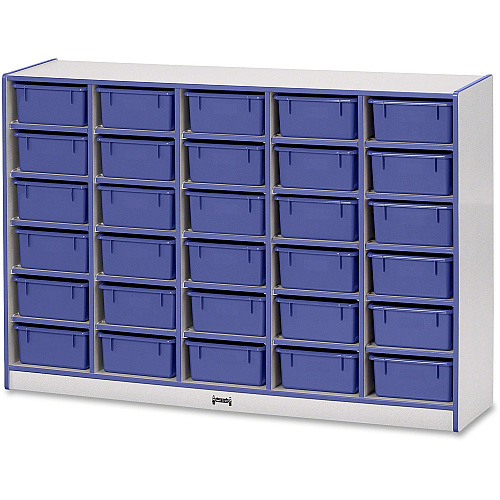 Jonti-Craft Rainbow Accents Mobile Tub Bin Storage 30 Compartment(s) - 42" Height x 60" Width x 15" Depth - Durable, Laminated - Blue - Hard Rubber - 1 Each (4031JCWW003)