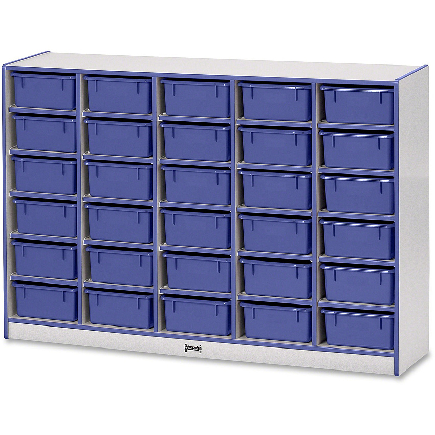 Jonti-Craft Rainbow Accents Mobile Tub Bin Storage 30 Compartment(s) - 42" Height x 60" Width x 15" Depth - Durable, Laminated - Blue - Hard Rubber - 1 Each (4031JCWW003)