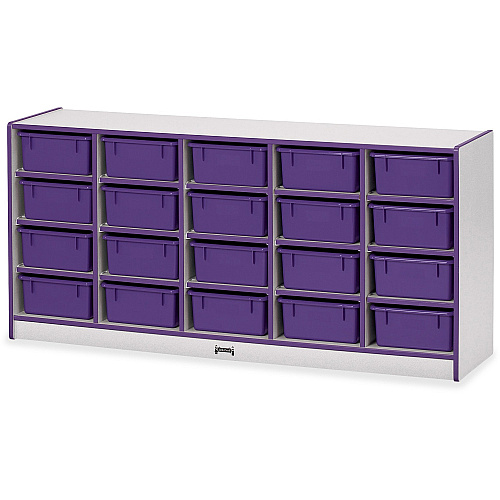 Jonti-Craft Rainbow Accents Cubbie Mobile Storage 20 Compartment(s) - 29.50" Height x 24.50" Width x 15" Depth - Durable, Laminated - Purple - Hard Rubber - 1 Each (4020JCWW004)